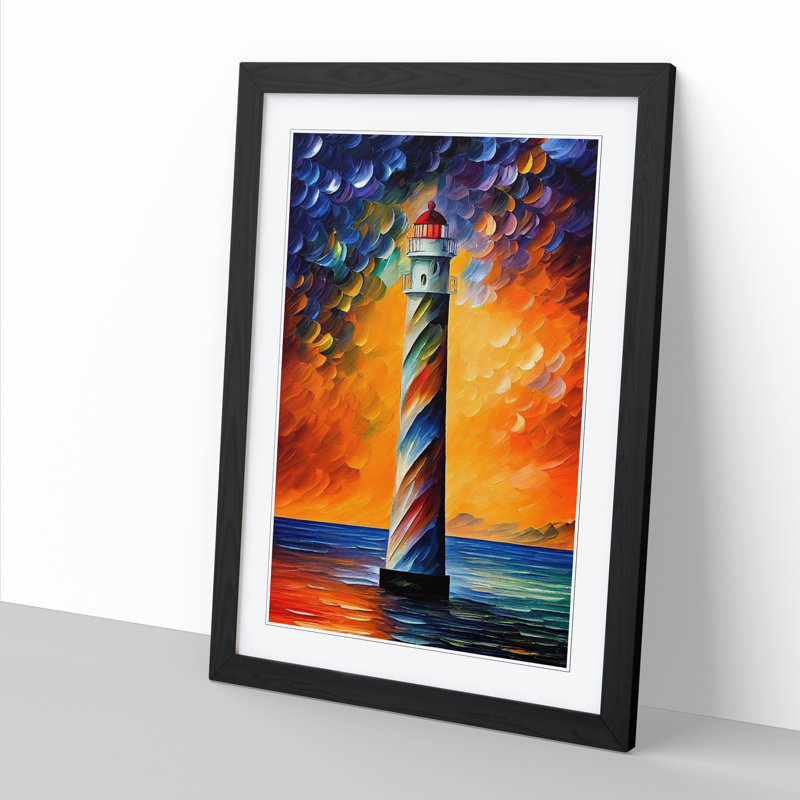 Lighthouse Painted Art Vol.1 - Picture Frame Print, Black, 64cm H x 46cm W x 2cm D