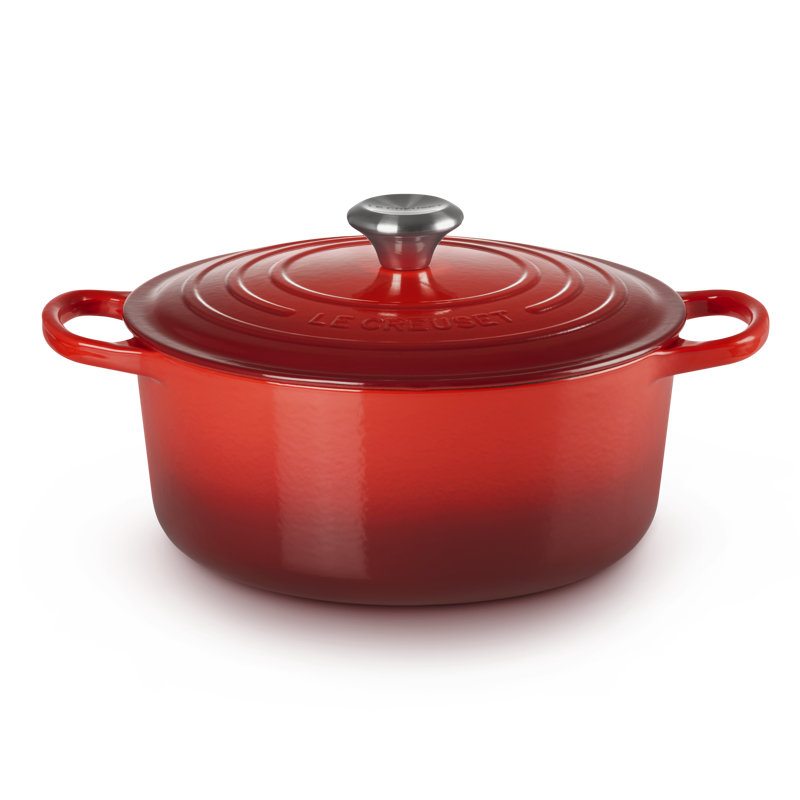 Le Creuset Signature Enameled Cast Iron Round Dutch Oven with Lid, 7.25 quarts, Cerise