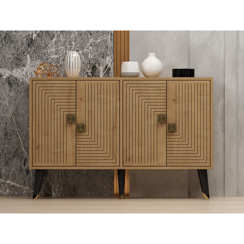 Odessa 80cm Sideboard, Sapphire Oak/Gold