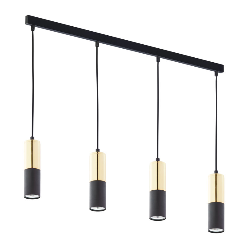 Ainara 4 - Light Stainless Steel Kitchen Island Pendant, Gold/Black
