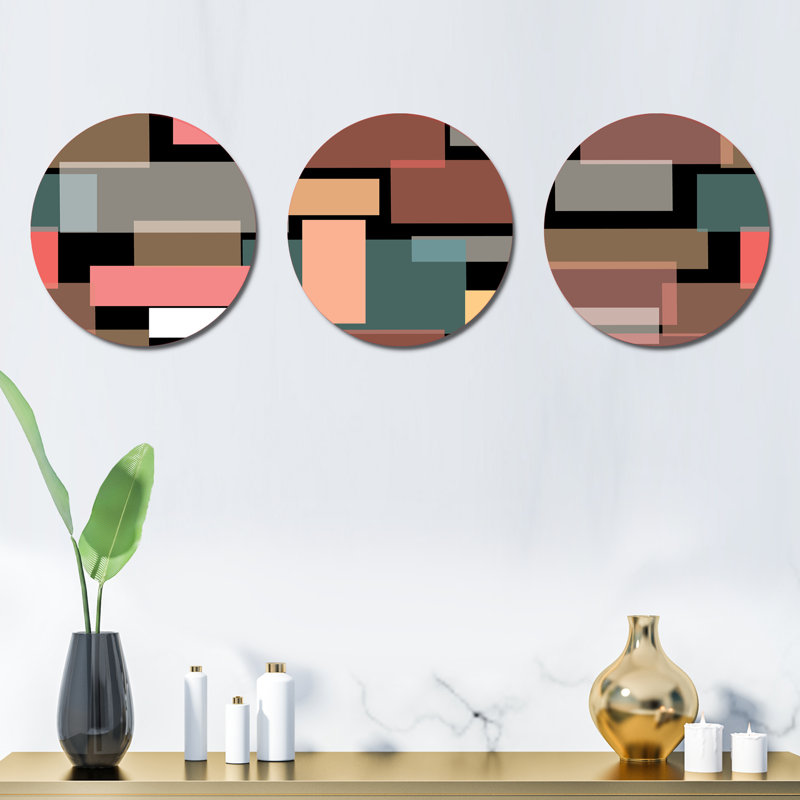 Ensemble de 3 décorations murales Retro Square Design II