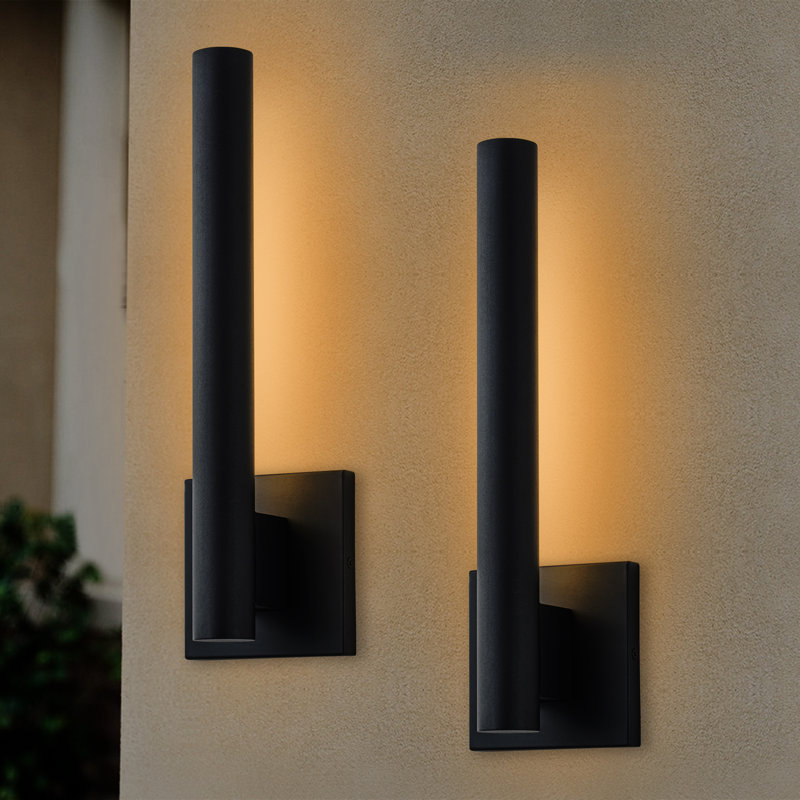 1-light Matte Black Dimmable Led Outdoor Wall Light