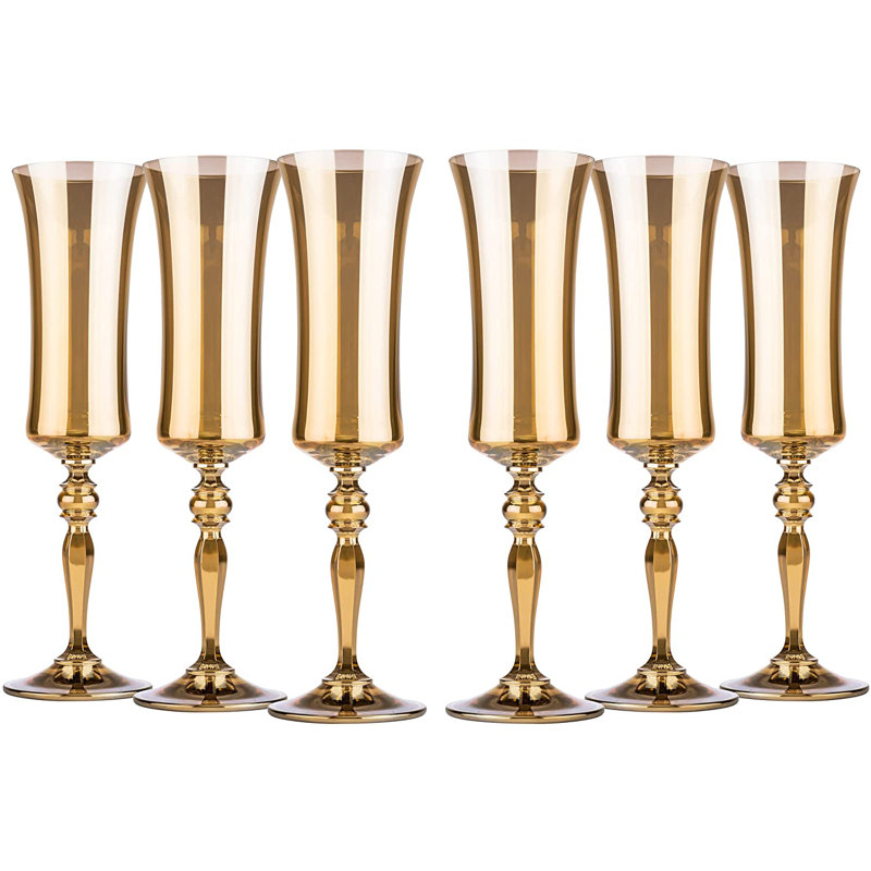 6 oz Ensemble de flûtes en verre, Or