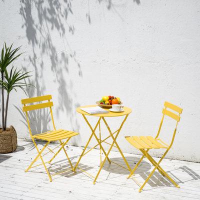 2 - Person Metal Patio Dining Set with Round Table