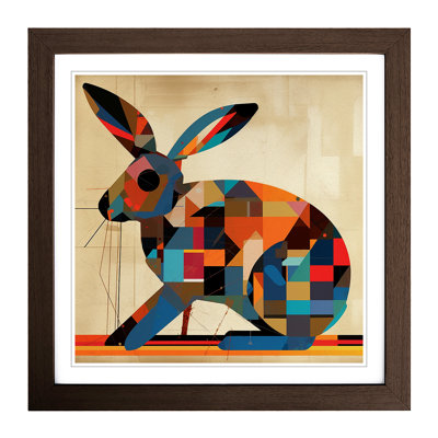 Rabbit Constructivism No.3 - Single Picture Frame Print on Wood