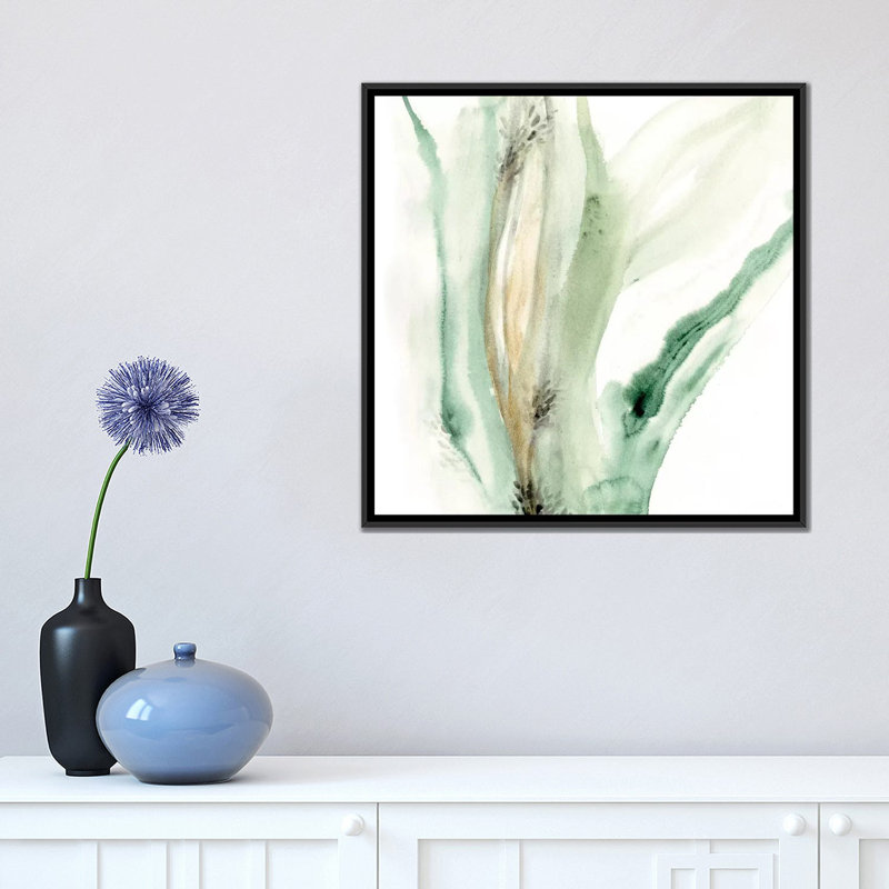 « wave form ix », reproduction de peinture à l’aquarelle sur toile tendue, H 18 po x l 18 po x P 1,5 po, Toile encadrée noire