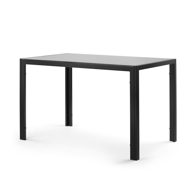 4 tables de salle à manger avec plateau en verre trempé et support en métal, 29,5 po x 45,98 po x 26,95 po, noir, plateau de charge maximal de 170 lb pour 4 personnes, 26,95 po x 29,5 po x 45,98 po,