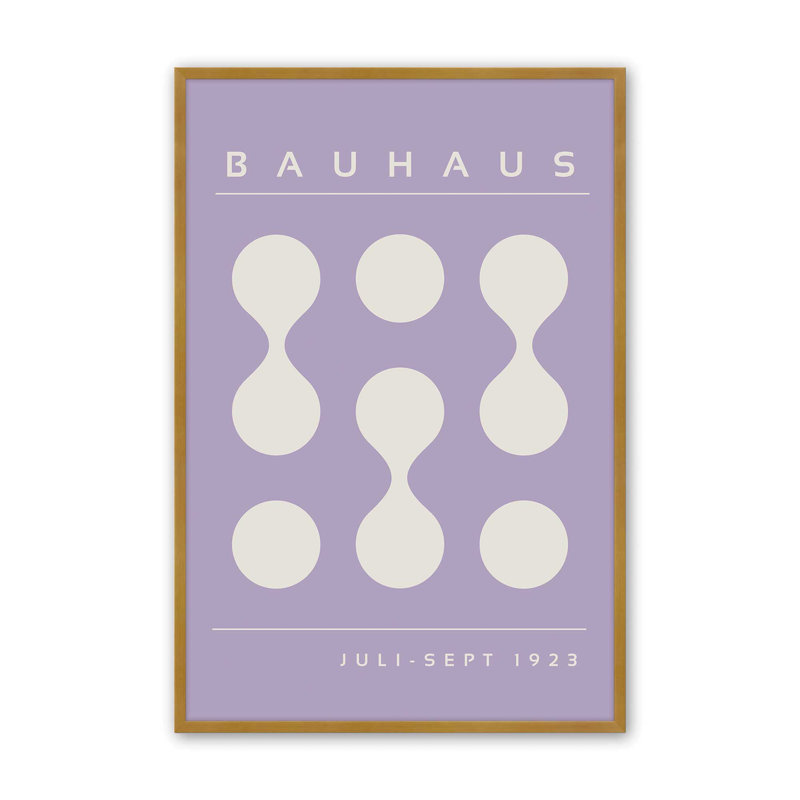Mauve Bauhaus Flow II, H 25,25 po x l 19,25 po x P 1,25 po, Reproduction encadrée sans passe-partout, Or poli