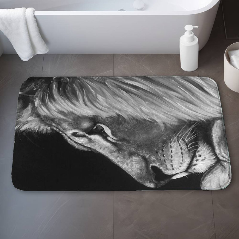 Lion and lioness Bath Mat with Non-Slip Backing - Quick Dry Memory Foam Bathroom Rug - Absorbent - Modern Plush Spa-Style - Machine Washable