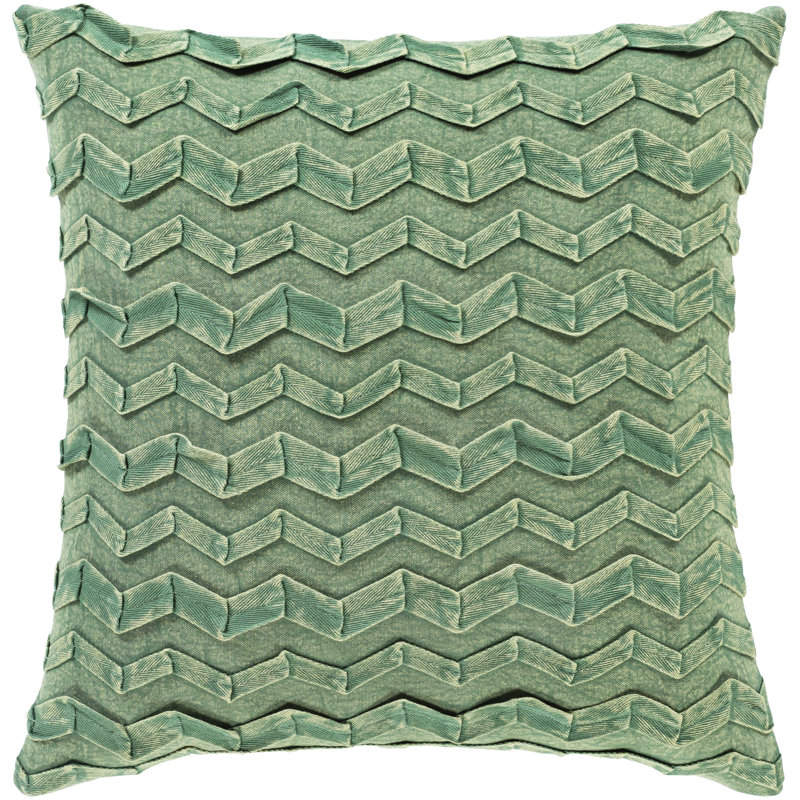 Coussin en coton Caprio, 22 po x 22 po, Vert foncé, Pas de bourre