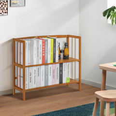 WELLAND Bamboo Desktop Bookshelf Small Book Rack Adjustable Desk Storage  Organizer