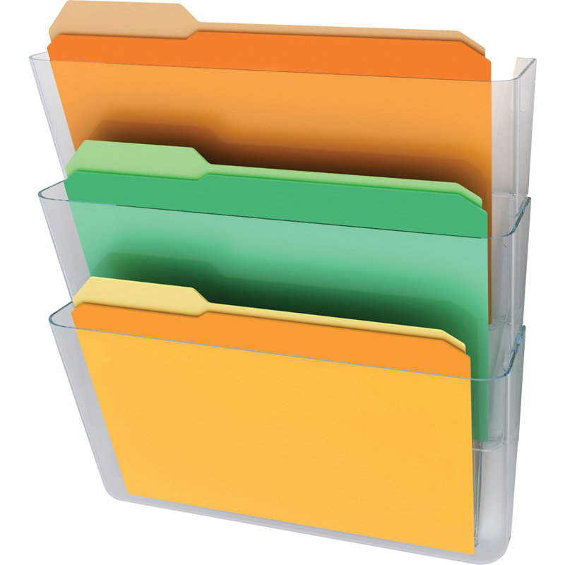 Clear Acrylic 3-Compartment Wall File Pocket System