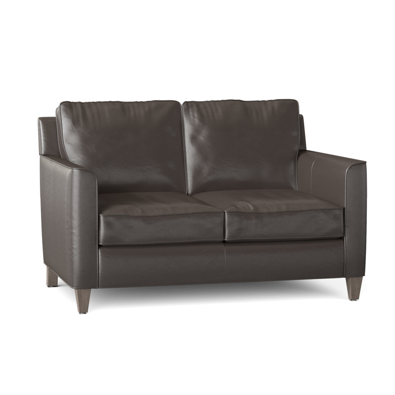 Yorba Leather Loveseat, Stone, Aline Fumo Genuine Leather