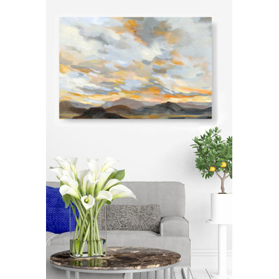 Coups de pinceau, ciel désertique, désert peint, ciel, nuages, orange, brun, gris, blanc, paysage, jaune, brun clair, brun