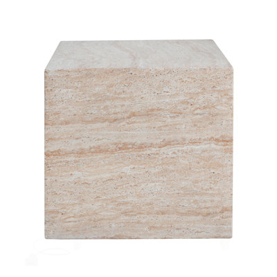 Outdoor Travertine Lightweight Concrete Side Table