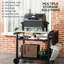 Chariot de barbecue extérieur avec tablette pliable, 46 po x 21,75 po, acier inoxydable, table de préparation, chariot de dessert mobile noir, côté