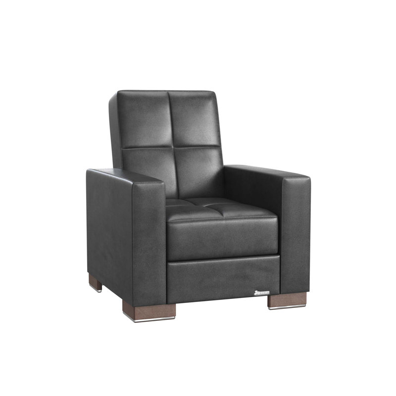 Fauteuil rembourré convertible avec rangement, polyuréthane, Noir