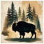 Bison en forêt, housse de couette-125062344-135987071