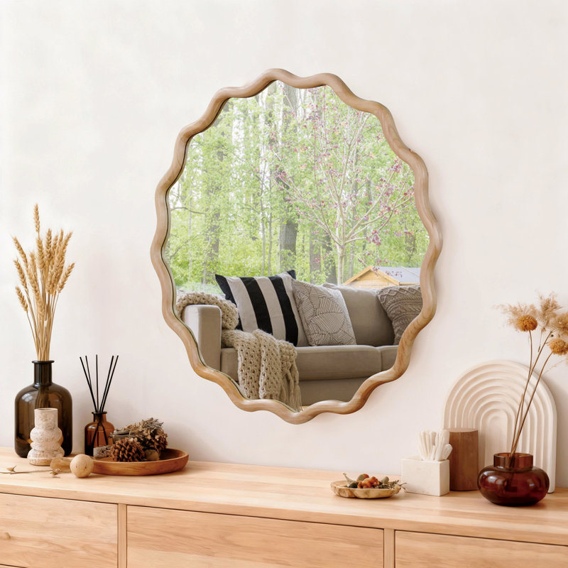 Miroir Wavy, Marron clair, 30 po x 30 po