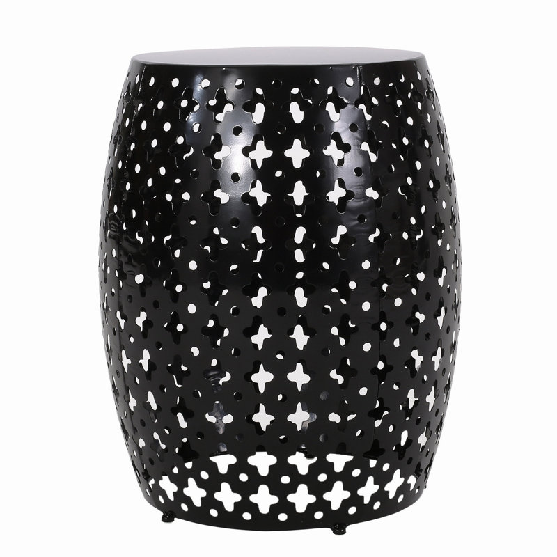 Modern Metal End Table - Elegant Iron Cut, 16.50" W X 20.50" H D, , Black Black, 16.38"X16.38"X20.76", No Assembly Required