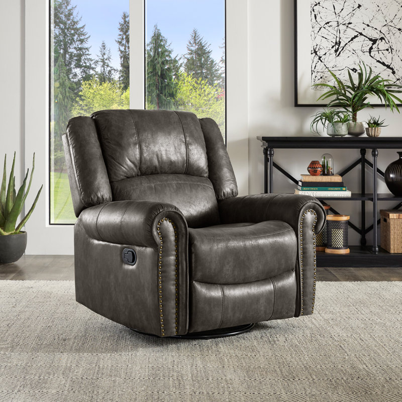 Fauteuil inclinable pivotant en microfibre Doniphan, Gris