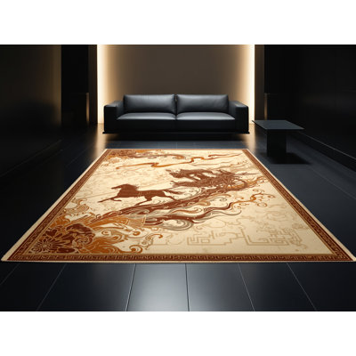 Tapis oriental traditionnel brun / beige lavable à la machine Zack