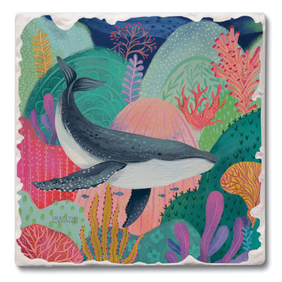 Bright Whale Single Tumbled Tile Coaster Create Your Own Collection