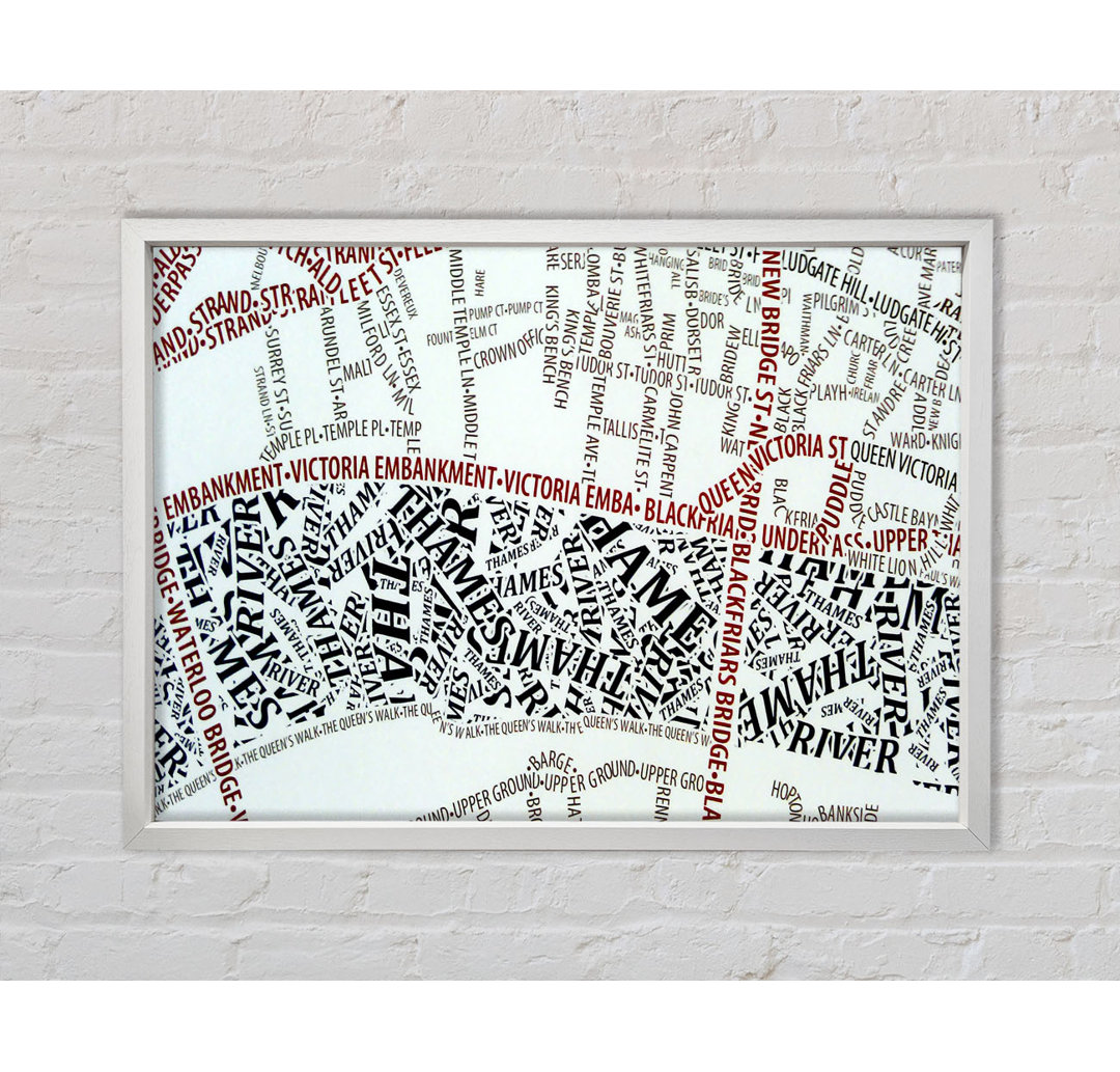 London River Thames Map - Einzelbildrahmen Kunstdrucke auf Leinwand