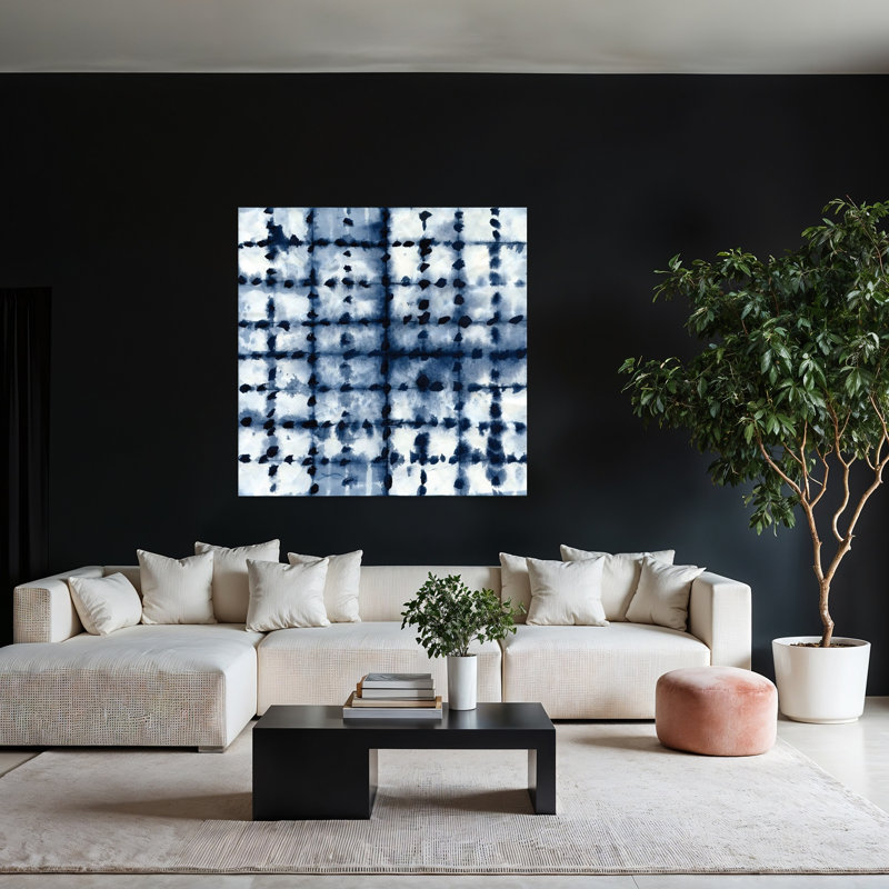 Art mural abstrait géométrique Shibori, H 48 po x l 48 po