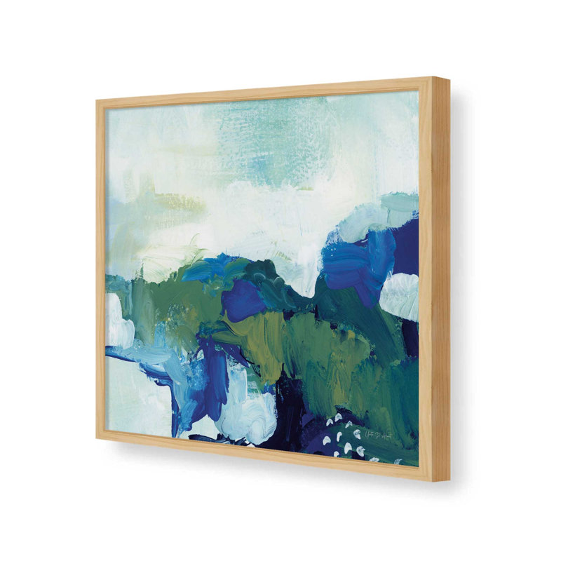 «Blue Tide» par Yvette St. Amant, reproduction d'art, 36 W x 36 H, Maple, Framed Print