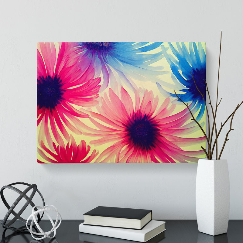 Unique Chrysanthemum Flowers - Wrapped Canvas Painting, 50cm H x 76cm W x 3cm D