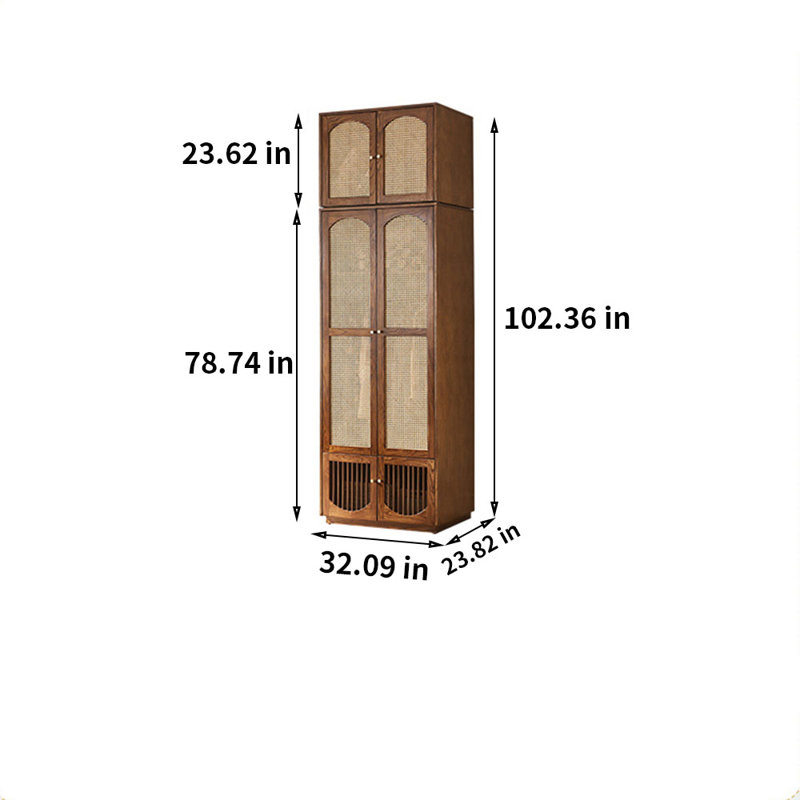 Armoire-penderie en rotin à grande capacité