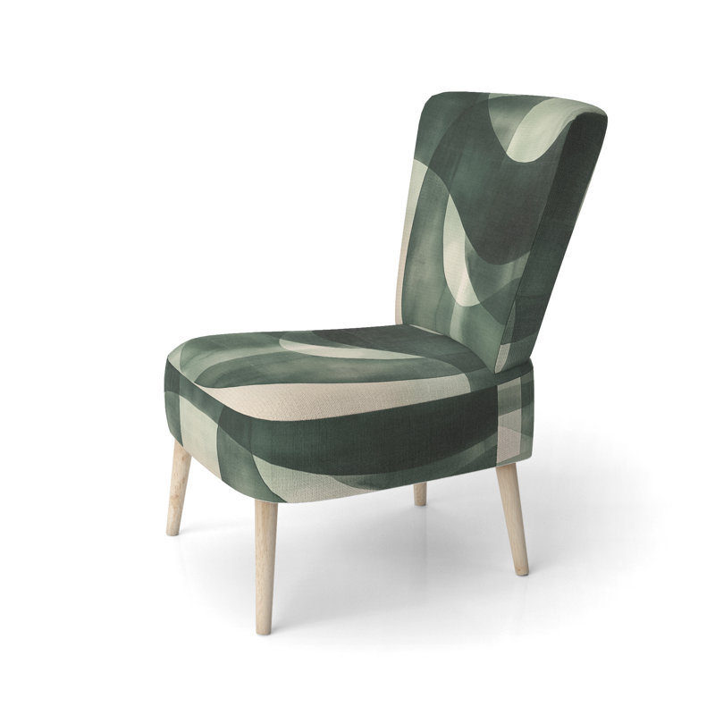 Chaise d'appoint Abstract Shapes - Chaise d'appoint verte et beige Minimal Curves I, Chaise d'appoint sans accoudoirs