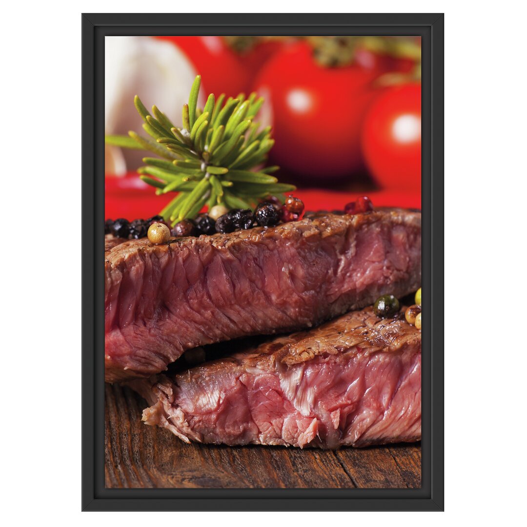 Gerahmtes Wandbild Saftiges Pfeffer Steak