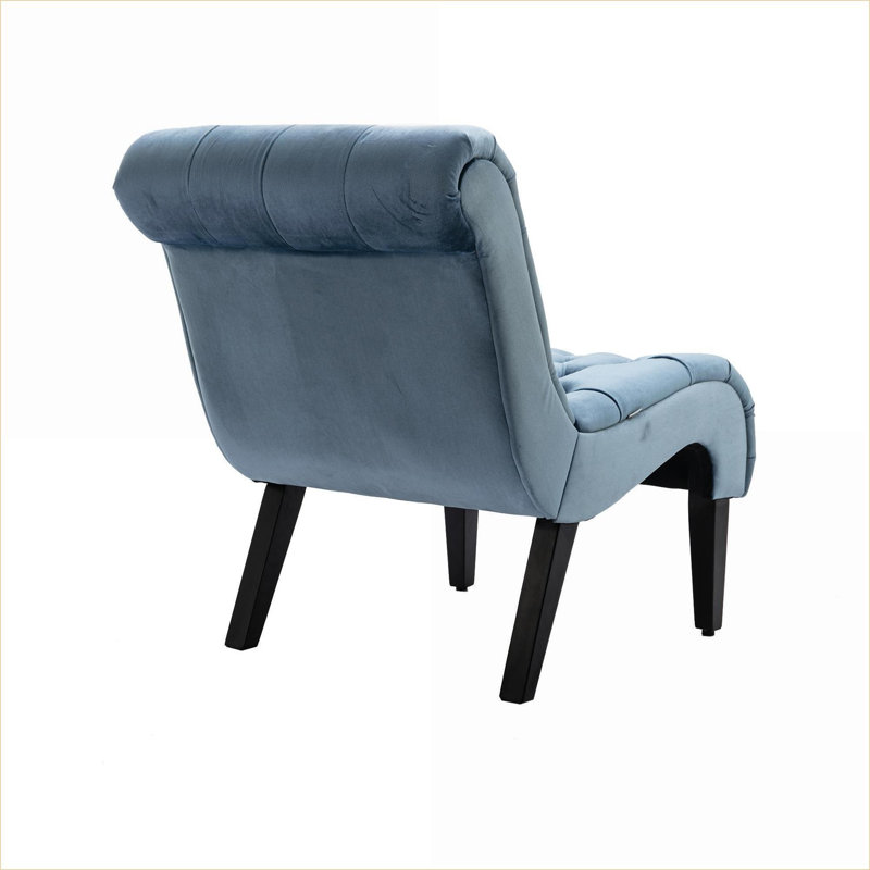 Coolmore Modern Velvet Armless Accent Chair, Upholstered Comfort Chair with Wooden Legs for Living Room, Bedroom, Office for Adults