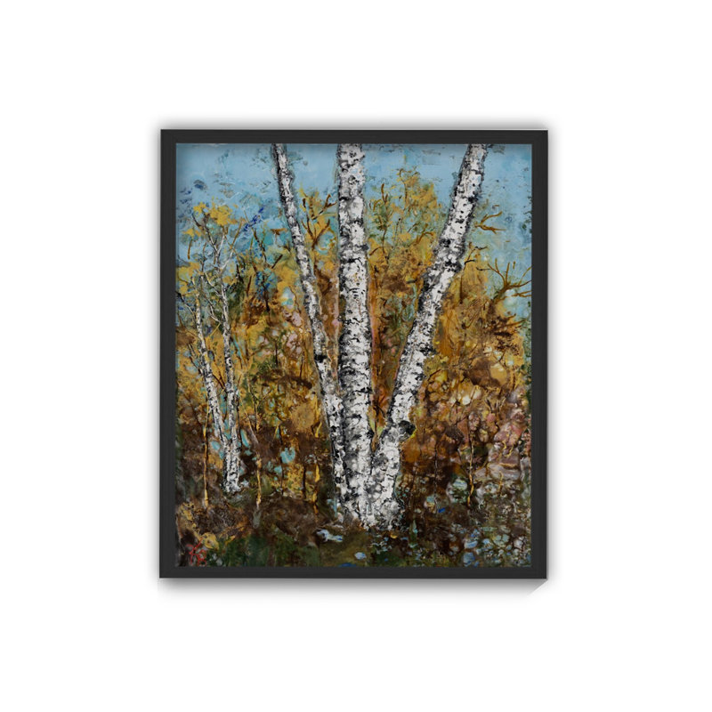 «Burnish Birch», art mural sur toile, Cadre flottant noir, H 16 po x l 12 po