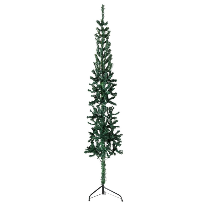 Moitié de sapin de Noël artificiel avec support, 70,9 po x 19,3 po, Vert