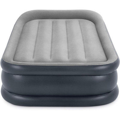 Deluxe Pillow Rest Air Mattress: Fiber-Tech – Twin Size – Built-In Electric Pump – 16.5In Bed Height – 300Lb Weight Capacity