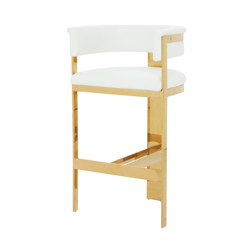 Tabouret de bar Dolan - blanc moderne + or