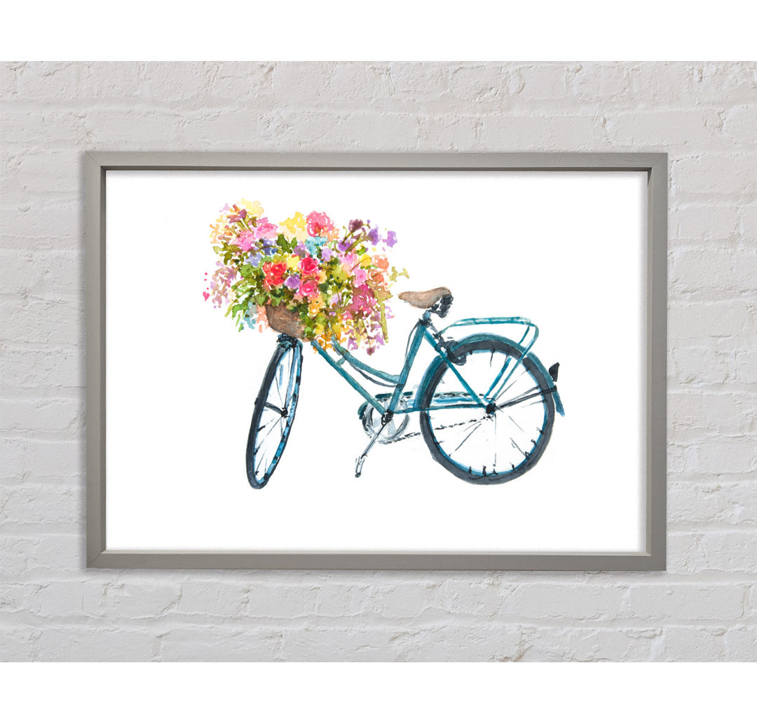 Blumen auf einem Fahrrad - Einzelner Bilderrahmen Kunstdrucke auf Leinwand