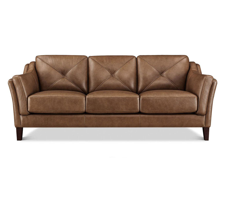 Kimo Top Grain Leather Sofa with Memory Foam and Springs Seating