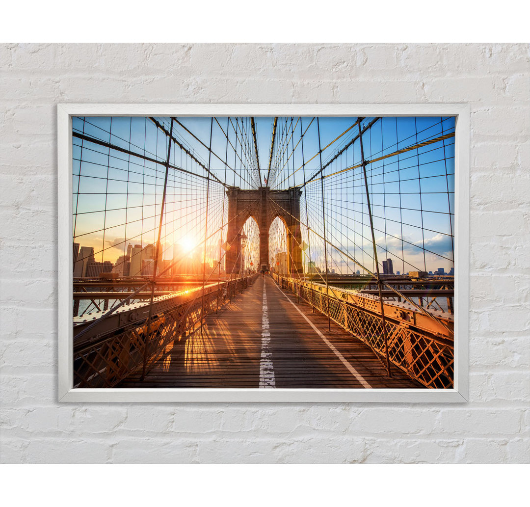 Sonnenuntergang durch die Brooklyn Bridge - Einzelne Bilderrahmen Kunstdrucke auf Leinwand