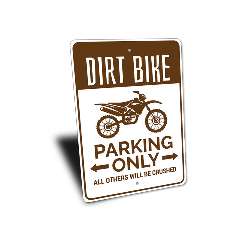 Dirt Bike Parking Aluminum Sign, 14" H x 10" W x 0.04" D