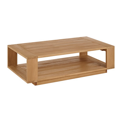 Shay 48" Outdoor Coffee Table In Oiled Eucalyptus