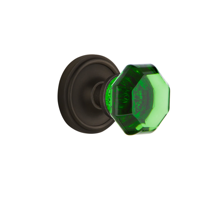 Rosette classique avec bouton de porte Waldorf émeraude, 2 3/4 po, Bronze frotté à l'huile