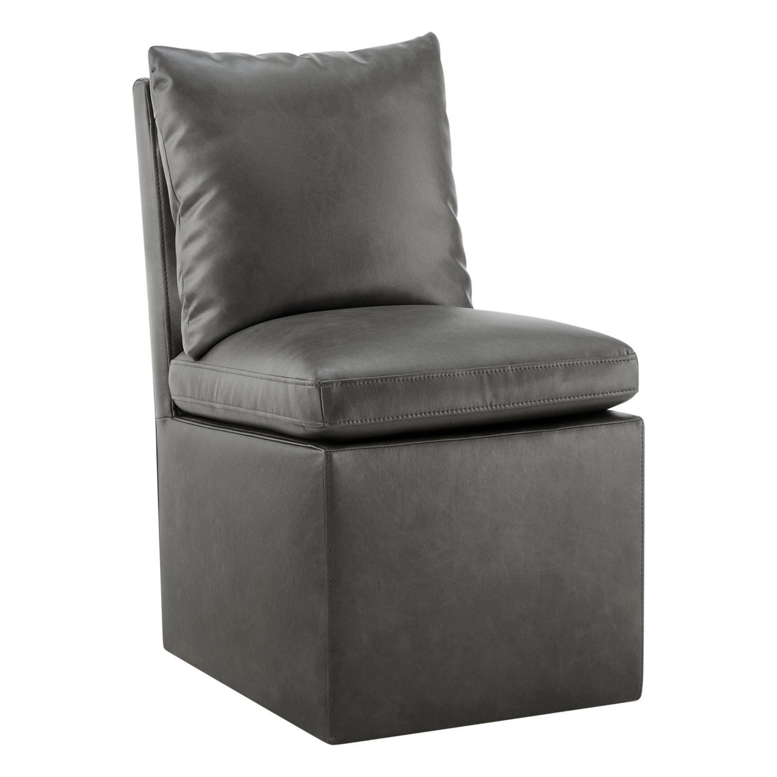 Alayaa Linen Dining Chair, Gray Faux Leather