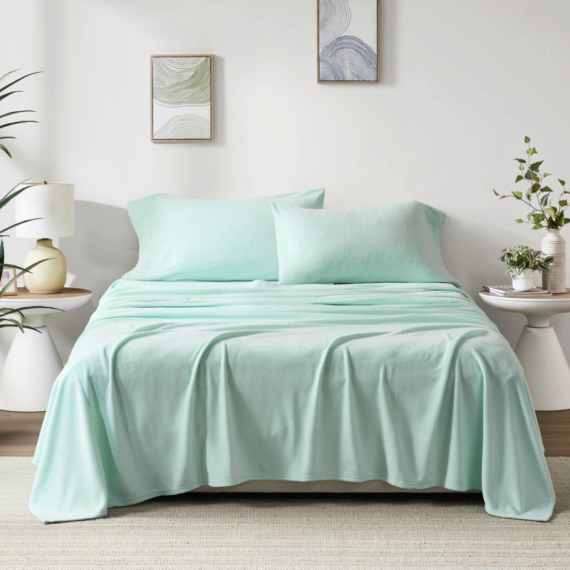 4 pièces pour grand lit, 100% molleton, ultra doux, confortable, boulochage, lavable à la machine, drap plat, taies d'oreiller ajustées, matelas de 16 po