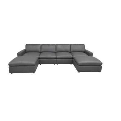 Canapé modulaire en cuir rembourré