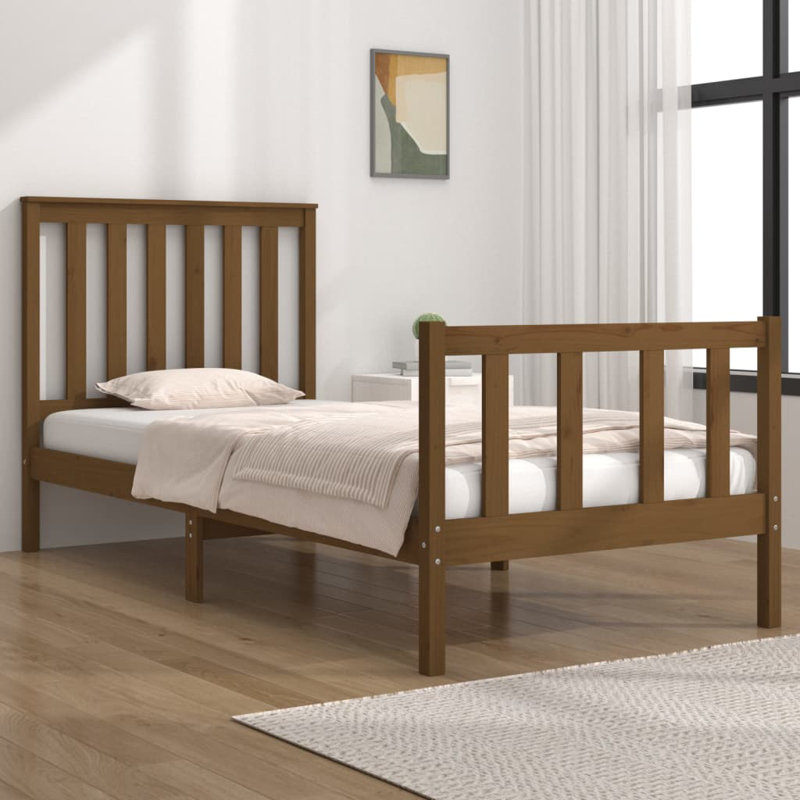 Bed Frame Solid Wood, black, 75 x 190 cm