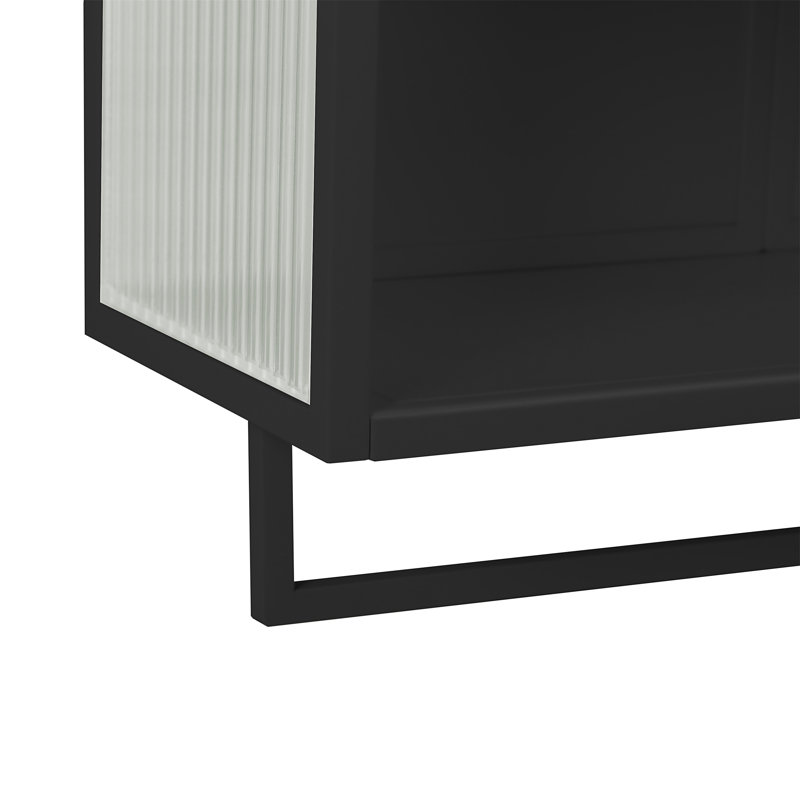 Larock Glass+Metal Wall-mounted Bathroom Cabinet,Wall Cabinet, Black